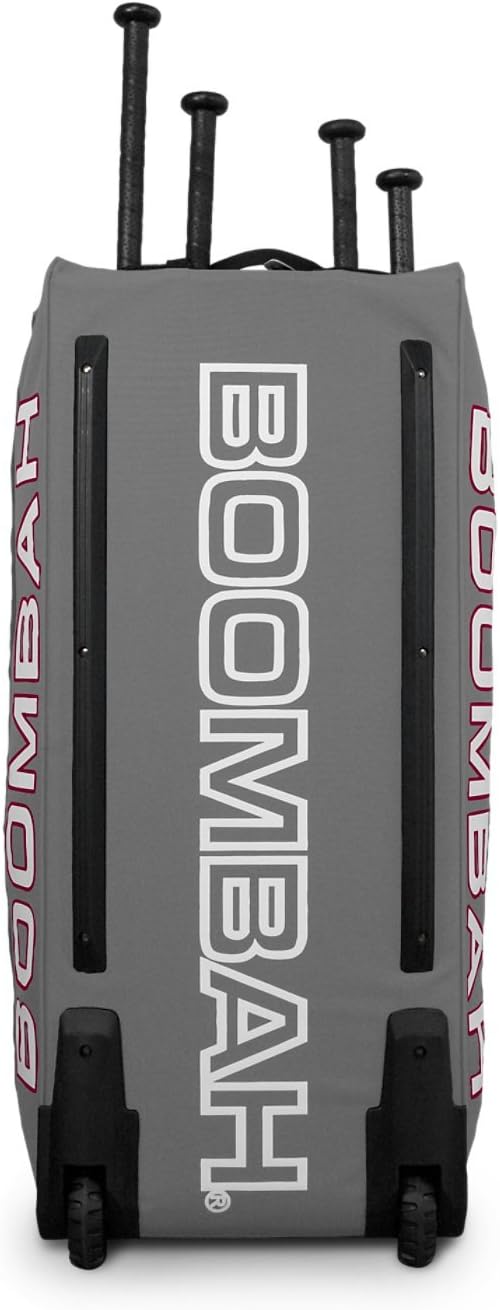 Boombah Brute Rolling Baseball/Softball Bat Bag - 35" x 15" x 12-1/2" - Holds 4 Bats and Room for Gear - Wheeled Bag