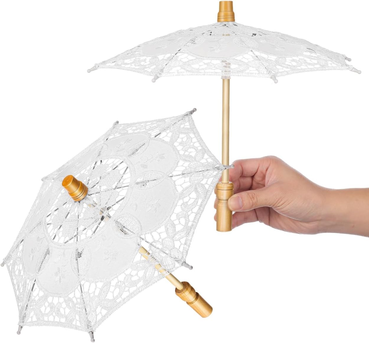ibasenice Lace Parasol Umbrella Set 4-Pack Elegant Bride Umbrella Props for Wedding Photography Bridal Costume Accessory Tea Party Decor with Ergonomic Wooden Handles 11.81X11.81X19.68In