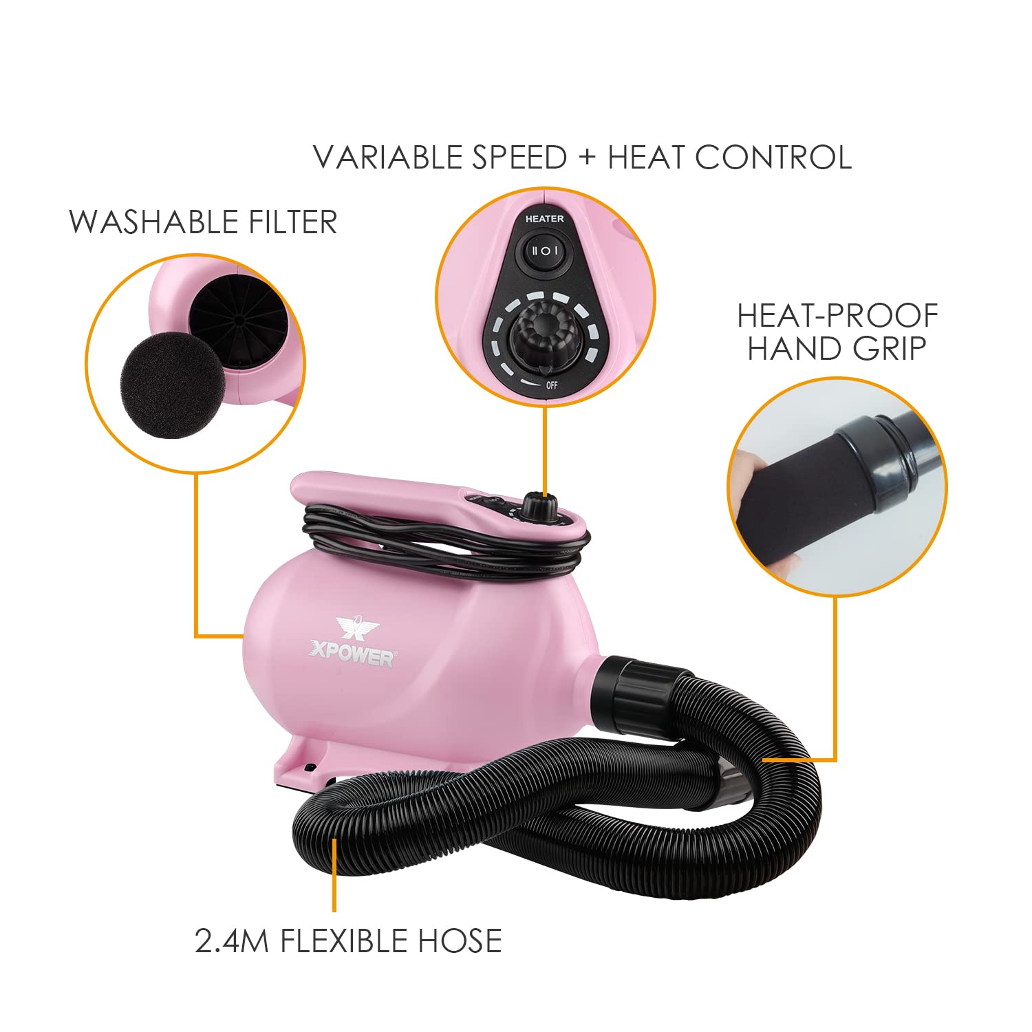 Amazon | XPower B-123ペットドライヤー 低騒音 二段階調節可能な熱