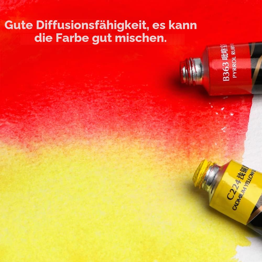Paul Rubens Künstler-Aquarellfarben-Set, 36 x 5 ml, lebendige Farben, Aquarellröhrchen für professionelle Künstler und Hobbist, Kunstbedarf für Aquarellmalerei, Comic, Illustration, Dekoration