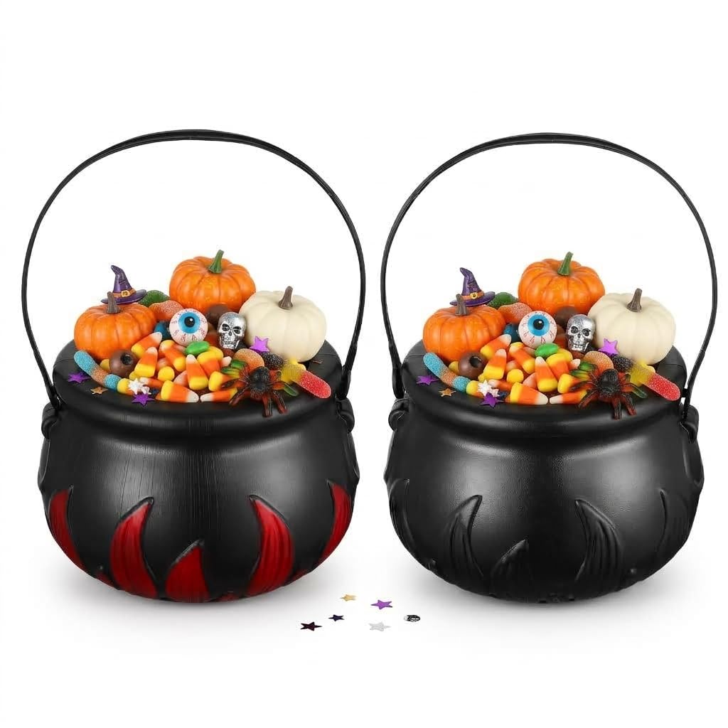 GARNECK Halloween Cauldron Candy Bucket, Witch Cauldron Trick or Treat