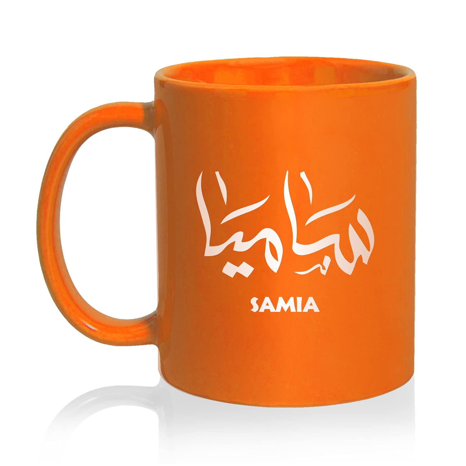 FMstylesArabic Calligraphy Name Samia Orange Mug - OM-FMS670