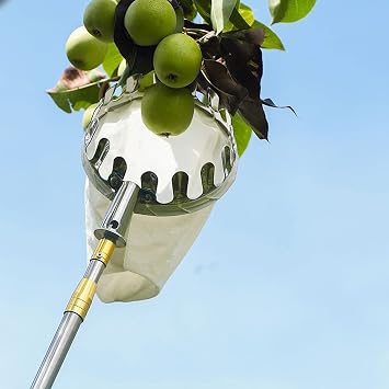 Fruit Picker Tool Fruit Harvest Fruit Collector with Telescopic Extendable Pole and Non Slip Grip Handle,Fruit Picking Equipment for Pear Lemon Orange Harvesting,A,8.2 ft