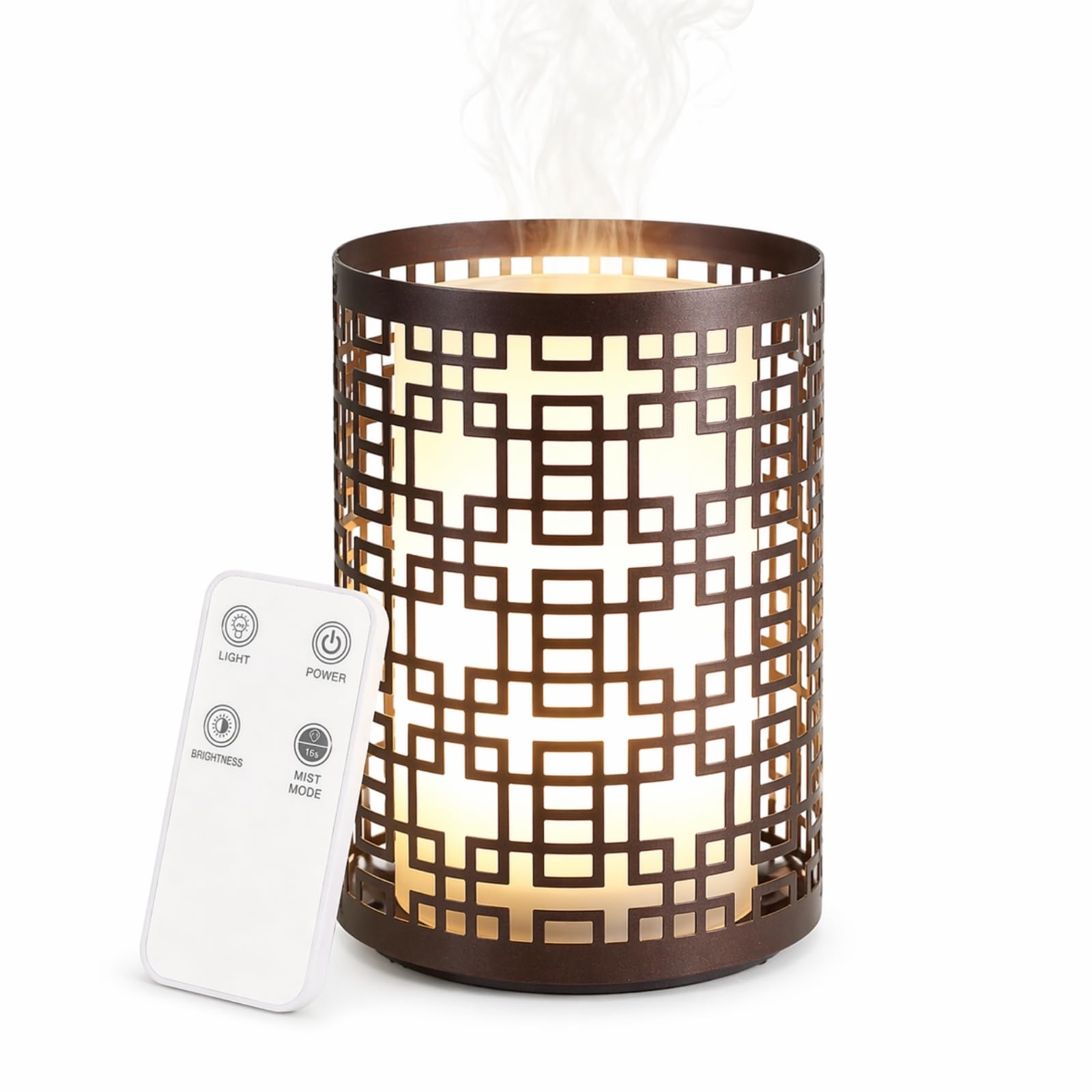 Zen’Arôme Diffuseur d’Huile Essentielle Vela – Diffuseur Ultrasonique Aromathérapie à Froid - Diffuseur Électrique Parfum Maison avec Télécommande - Éclairage LED Effet Bougie – en Métal et Verre