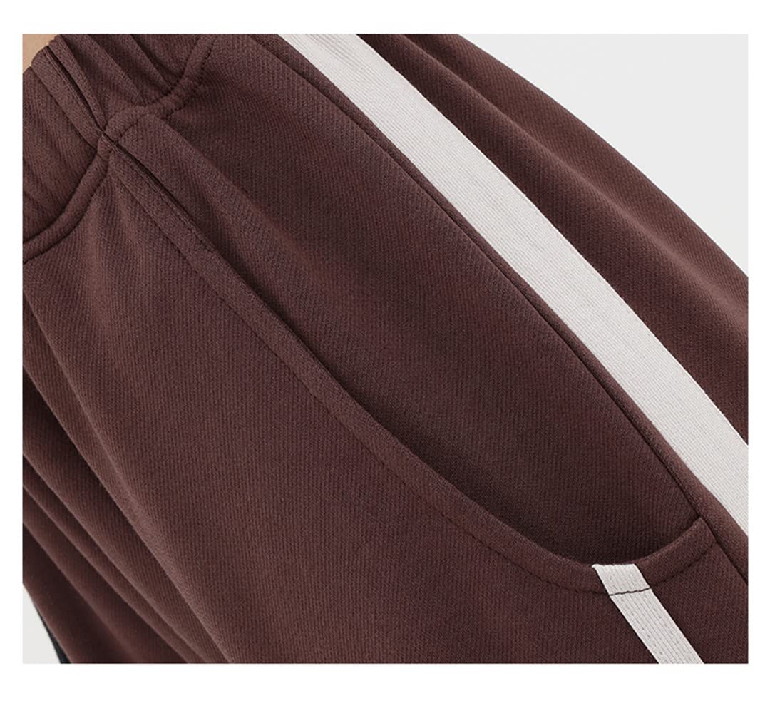 Dninmim Pantaloni della tuta da donna Pantaloni larghi in vita elastica Pantaloni dritti casual larghi primavera Streetwear, Beige, S