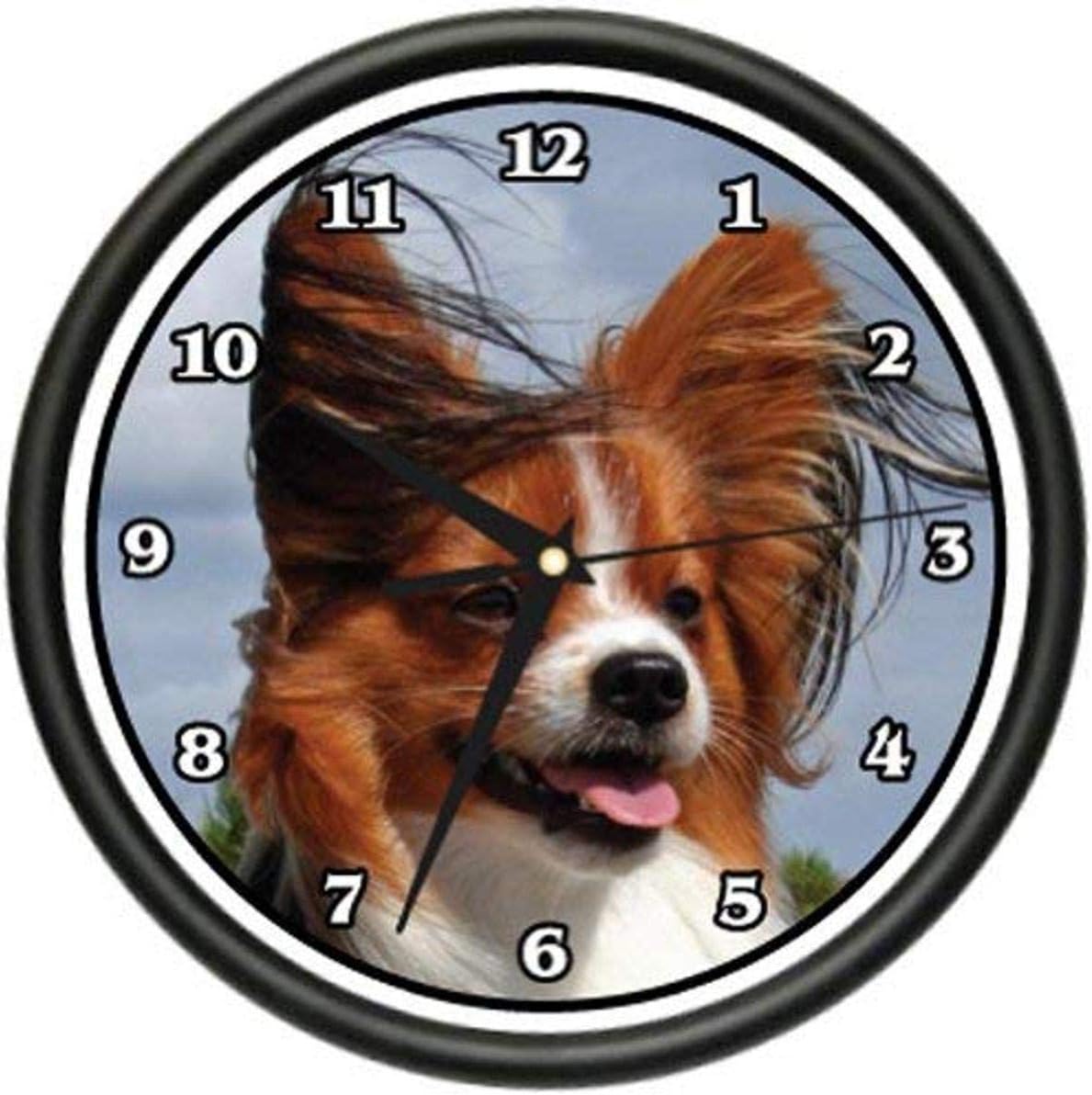 SignMission Papillion Wall Clock Dog Doggie pet Breed Gift