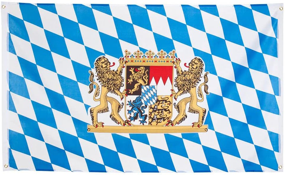 Boland54223 Banner Flag of Bavaria, 90 x 150 cm Authentic Blue and White Bavarian Flag for Oktoberfest, German-themed parties, and Indoor/Outdoor Decorations, Ideal for Large Event Spaces