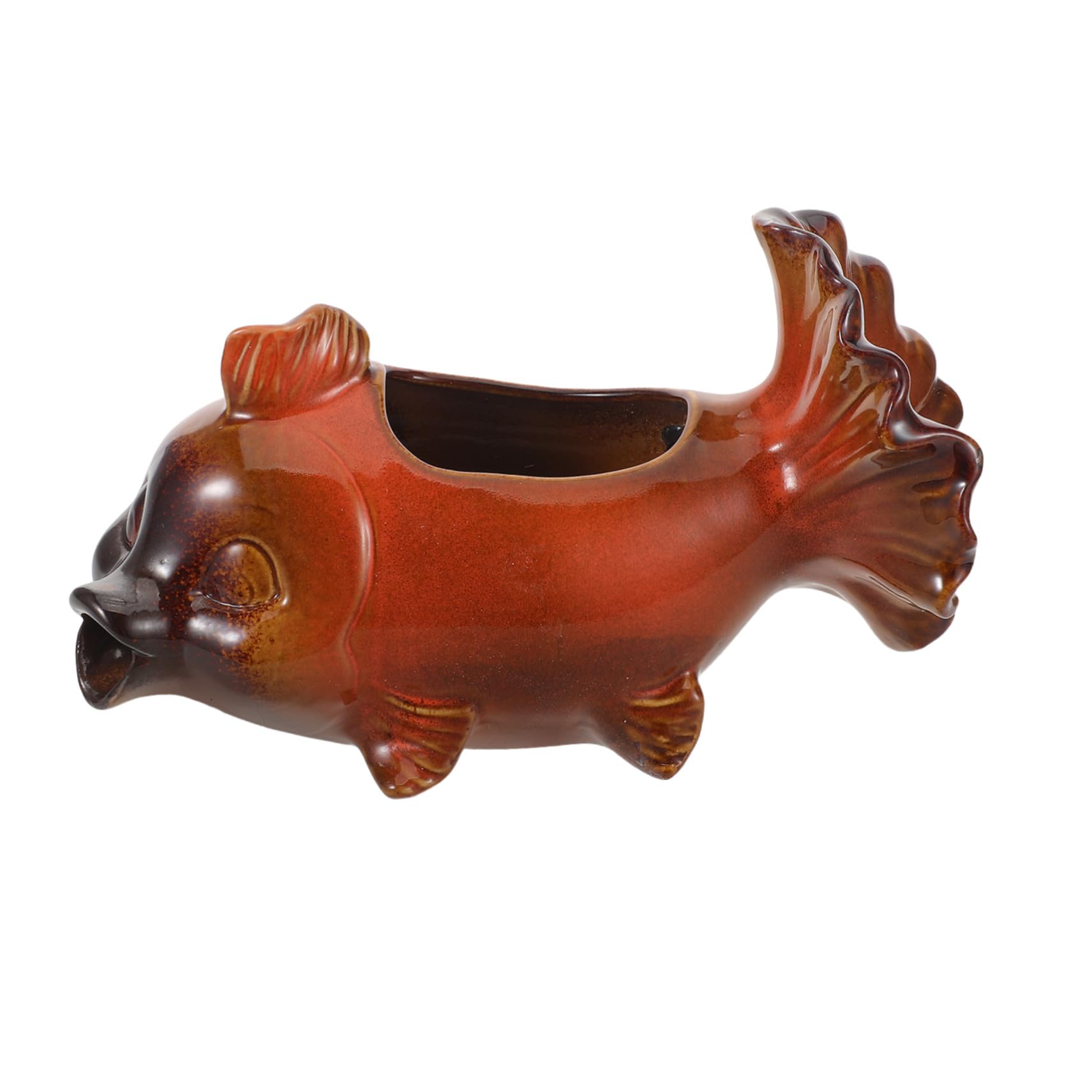 Bassin de jardin décor extérieur avec cette statue de carpe koi en céramique