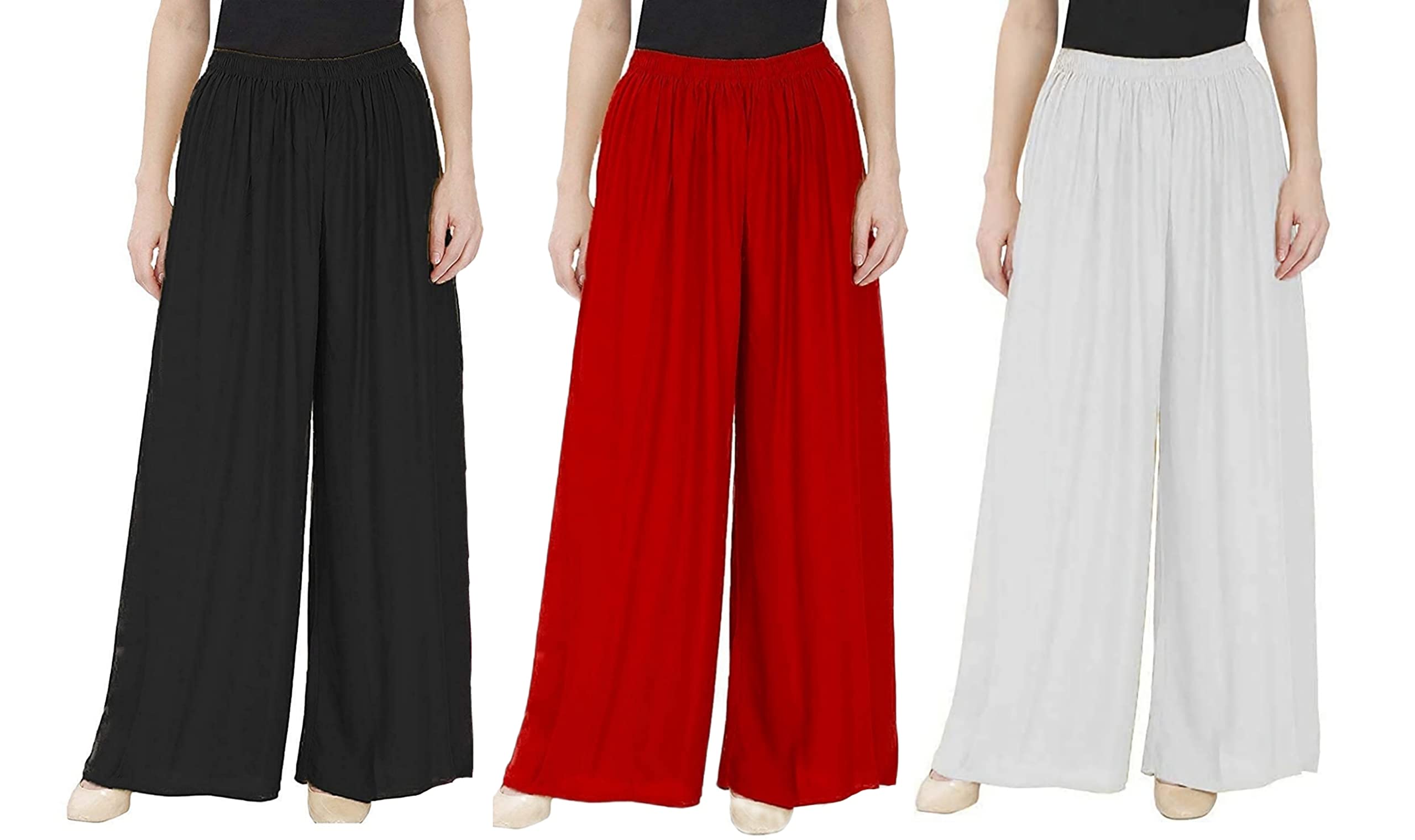 cloud star Women's Loose Fit Rayon Palazzo Combo (Pack of 3)-picture-11