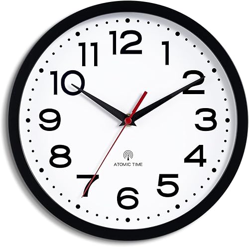 Atomic - Reloj de pared de 10 pulgadas, moderno, funciona con pilas, clásico, analógico, decorativo, para cocina, sala de estar, oficina,