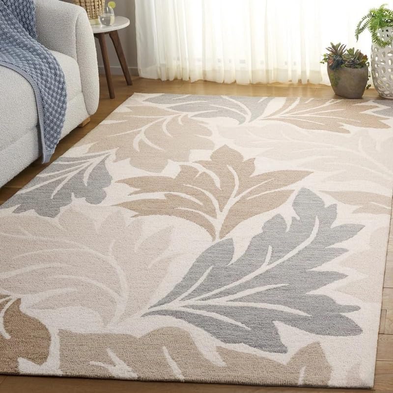Image of Modern Abstract Hand Tufted Wool Floor Carpet for Home decore Living Room|Home and Bedroom & Hall 6x9 feet (180 x 270cm) Beige H28