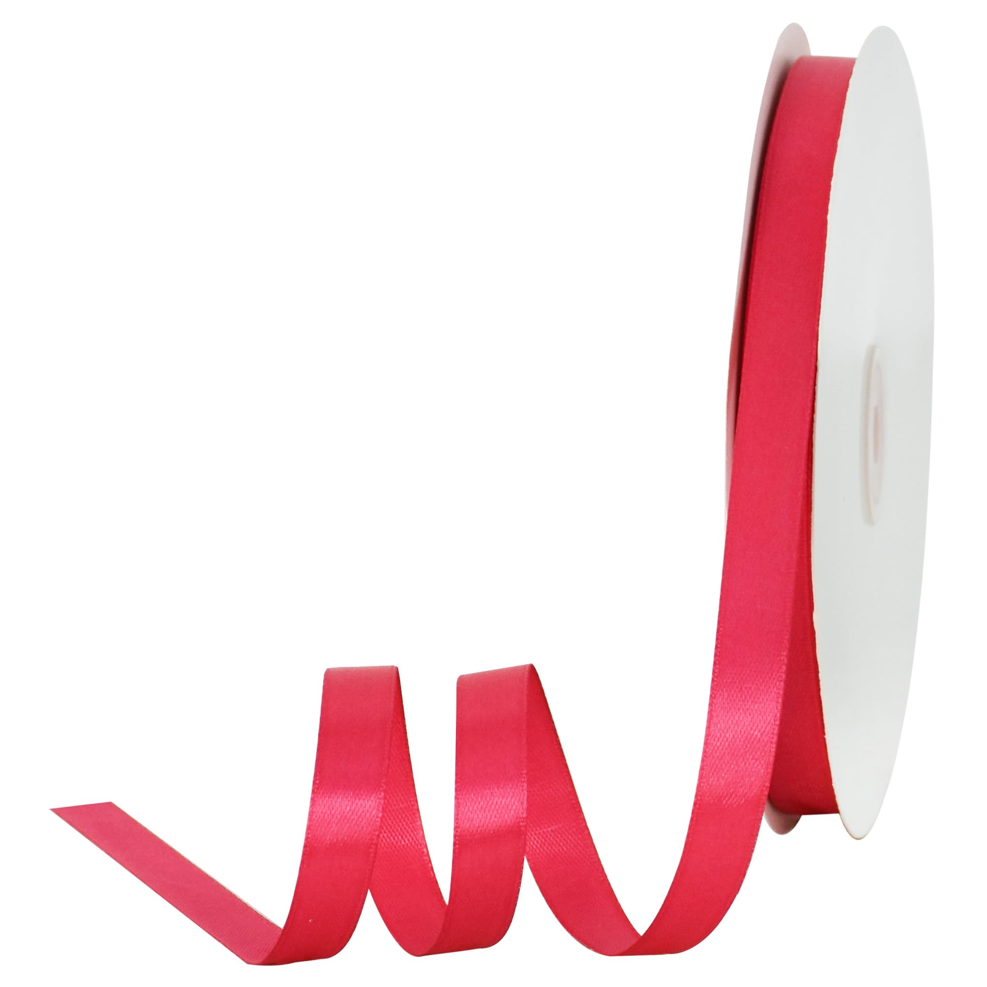 TONIFUL 1/2 Inch x 100yds Rose Red Satin Ribbon Thin Solid Fabric Ribbons for Invitation Gift Wrapping, Bows Craft Making, Floral Bouquets,