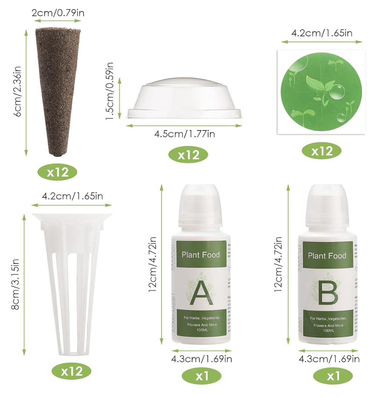 F.B Sistema de Cultivo Hidropónico Kit de Cultivo Interior con Iluminación LED Automática, Huerto Interior con Temporizador Automático, Altura Ajustable (12 Vainas)
