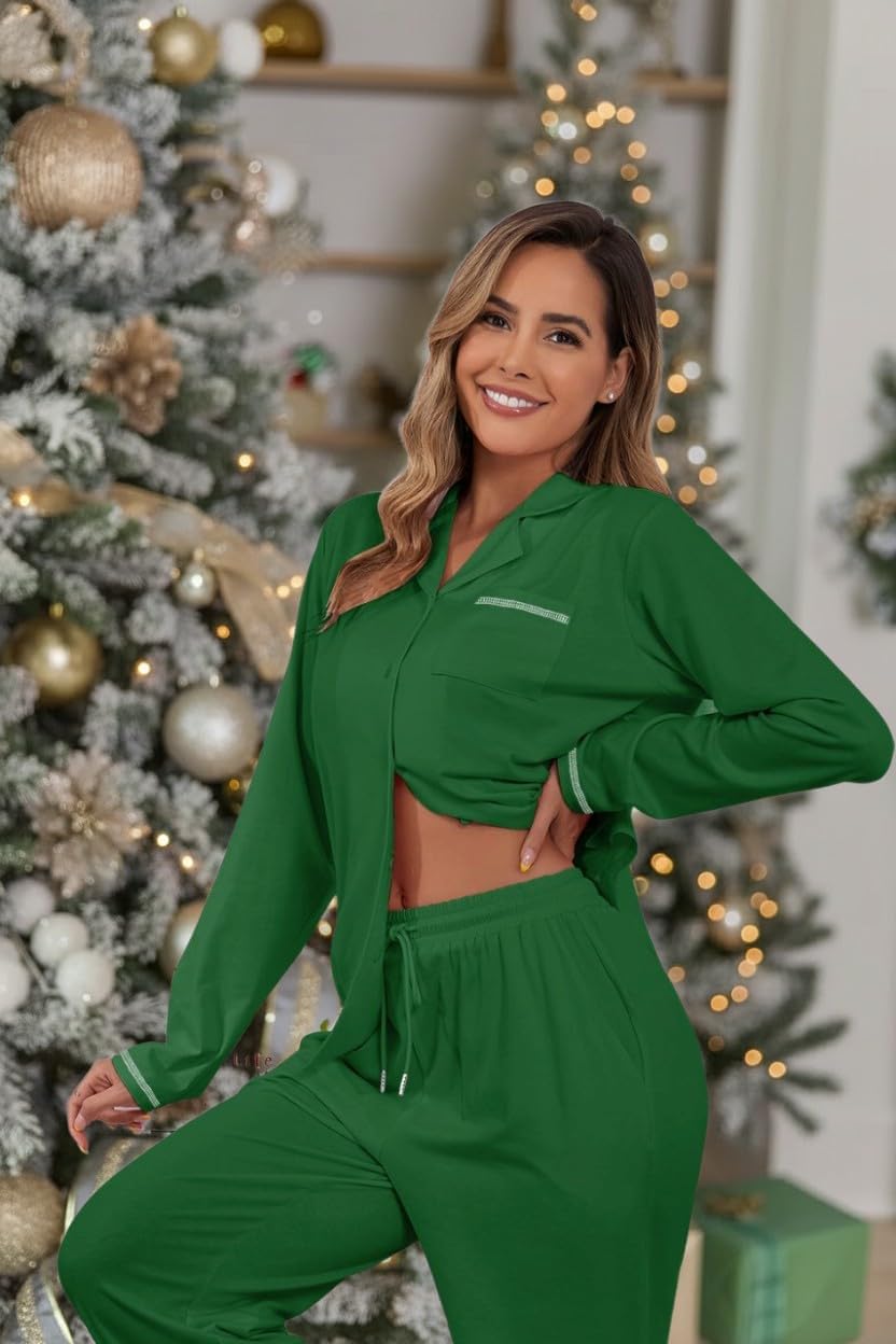 ZAFUL Womens Pajama Sets Soft Cotton Button-Down Pajamas Long Sleeve and Pant Pjs Sets 2 Piece Lounge Sets S-XXL - Image 3