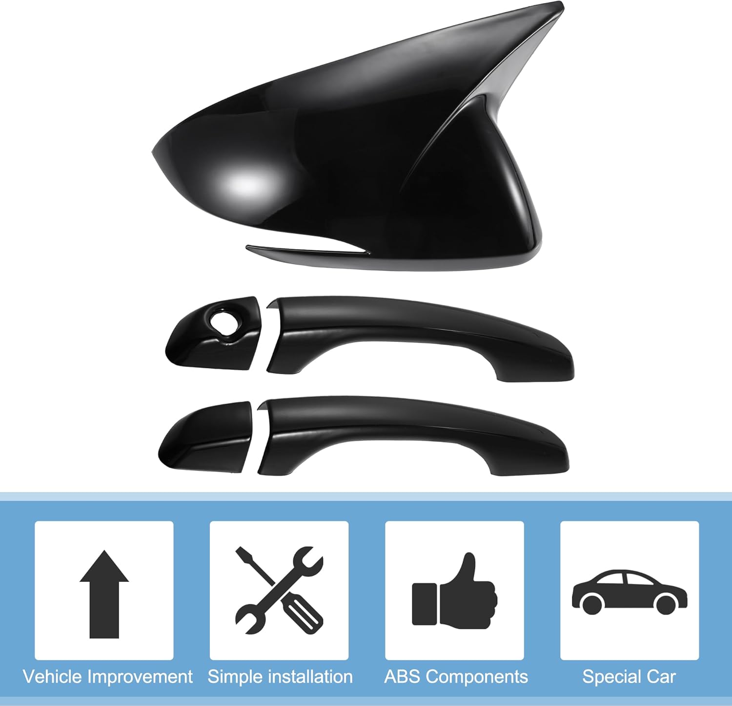 X AUTOHAUX Automotive Exterior Door Handle Covers Rearview Mirror Cover Compatible for Hyundai Elantra 2017-2020 Door Handle Protector with Side Mirror Cap Black