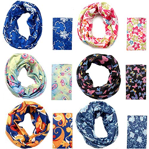 6 Pack Floral Bandanas Uv Shield For Face Cover Balaclava Head Buff Scarf Fishing (Flower 6, 6) #TOP1