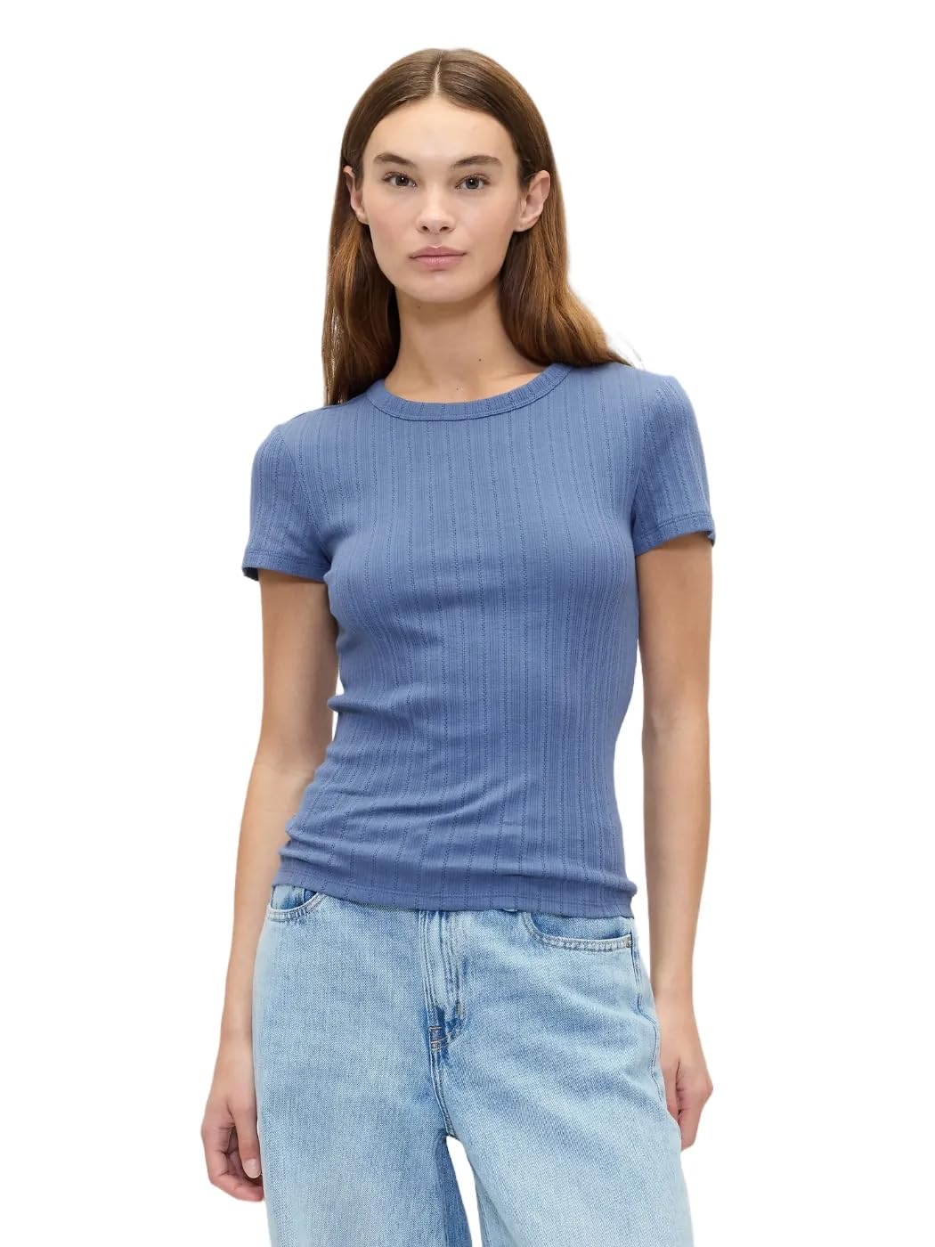 

                                                    GAP Womens Short Sleeve Pointelle Ribbed Knit Top 