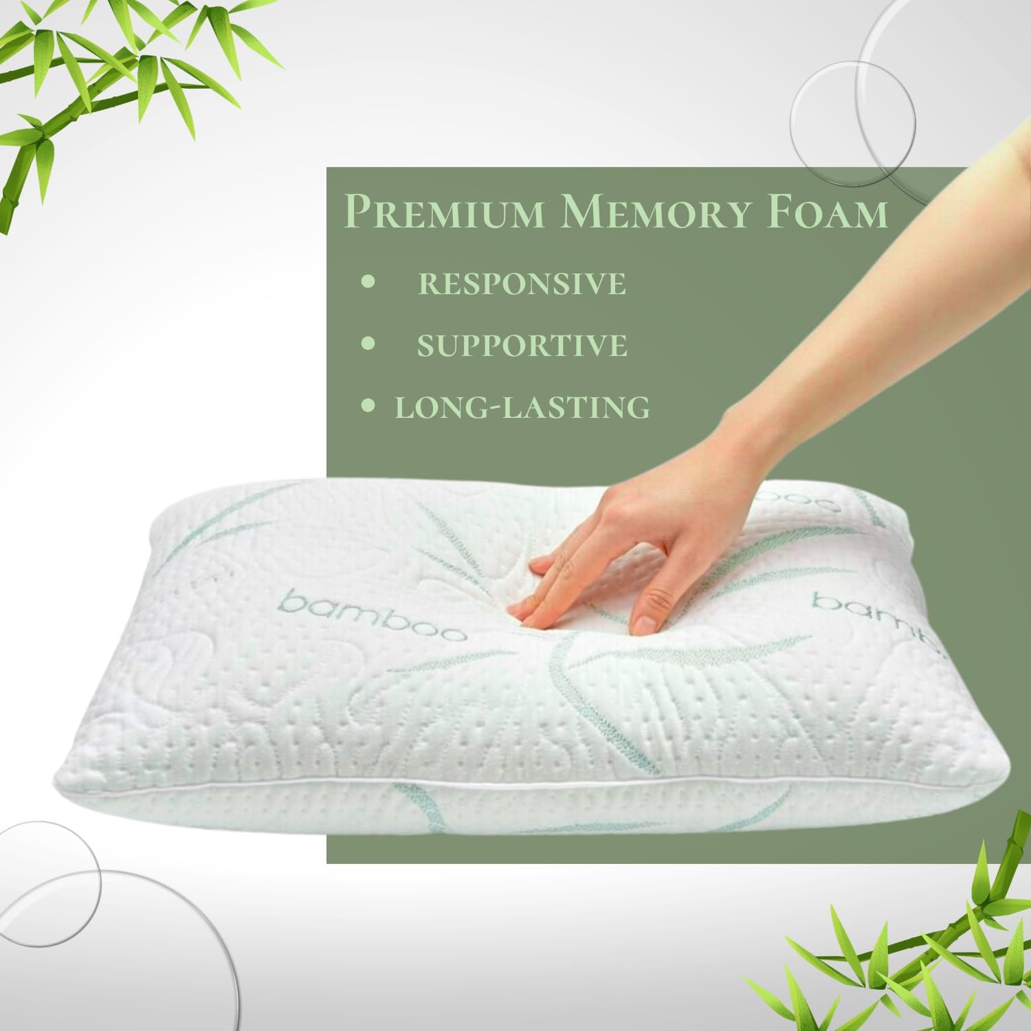 ALL THAT JAZZ Memory Foam Travel Pillow - Camping Pillow - Cooling Rayon Made from Bamboo and Polyester Cover - Machine Washable - Great for Airplanes and Cars