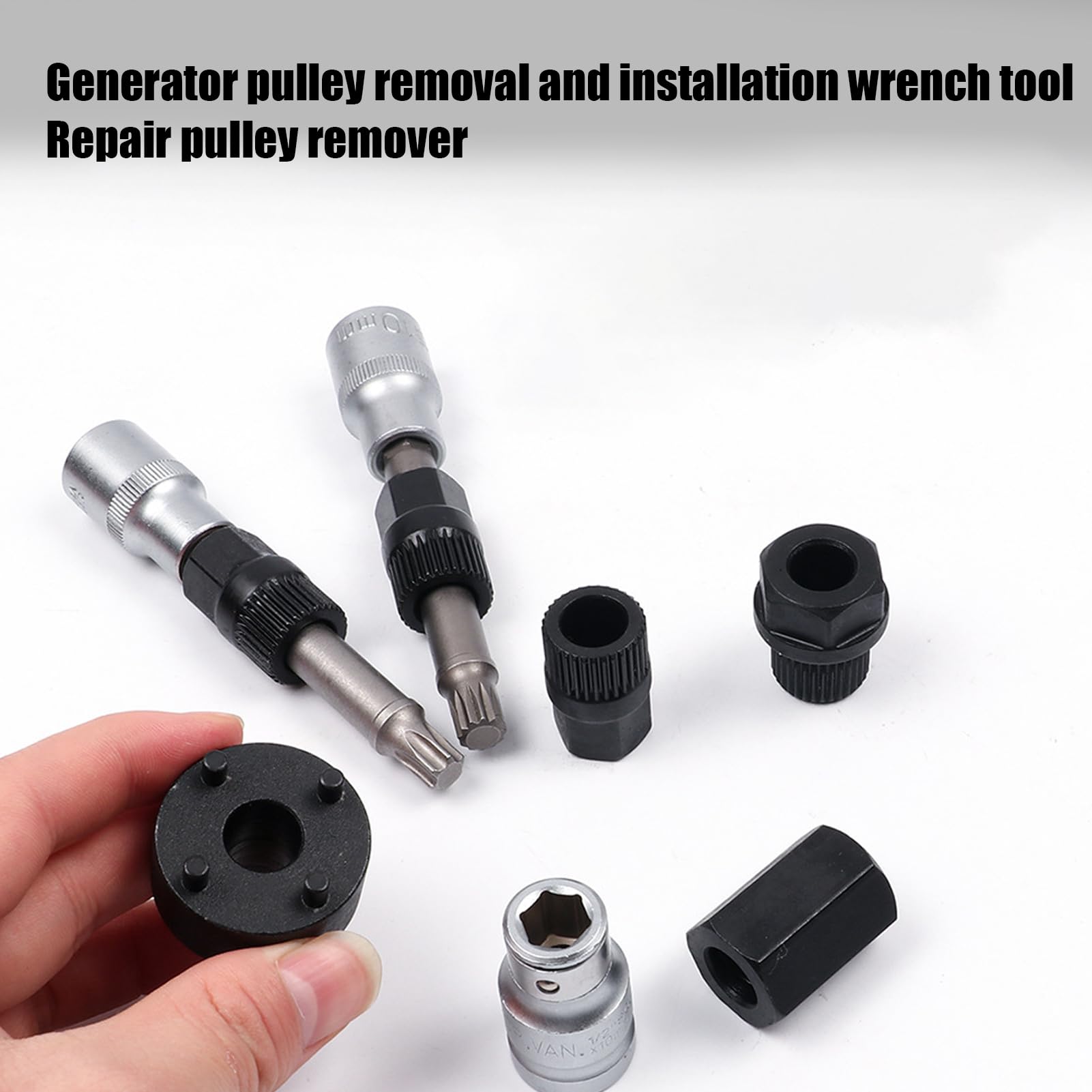Extractor De Poleas Llave Manual Ajustable Antideslizante | Herramienta para instalar polea alternador Mantenimiento vehículo camión taller reemplazo correa motor