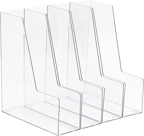Miniatura 9 de Soporte vertical para archivadores, organizador de archivos transparente, organizador de escritorio y contenedores de almacenamiento para revistas,