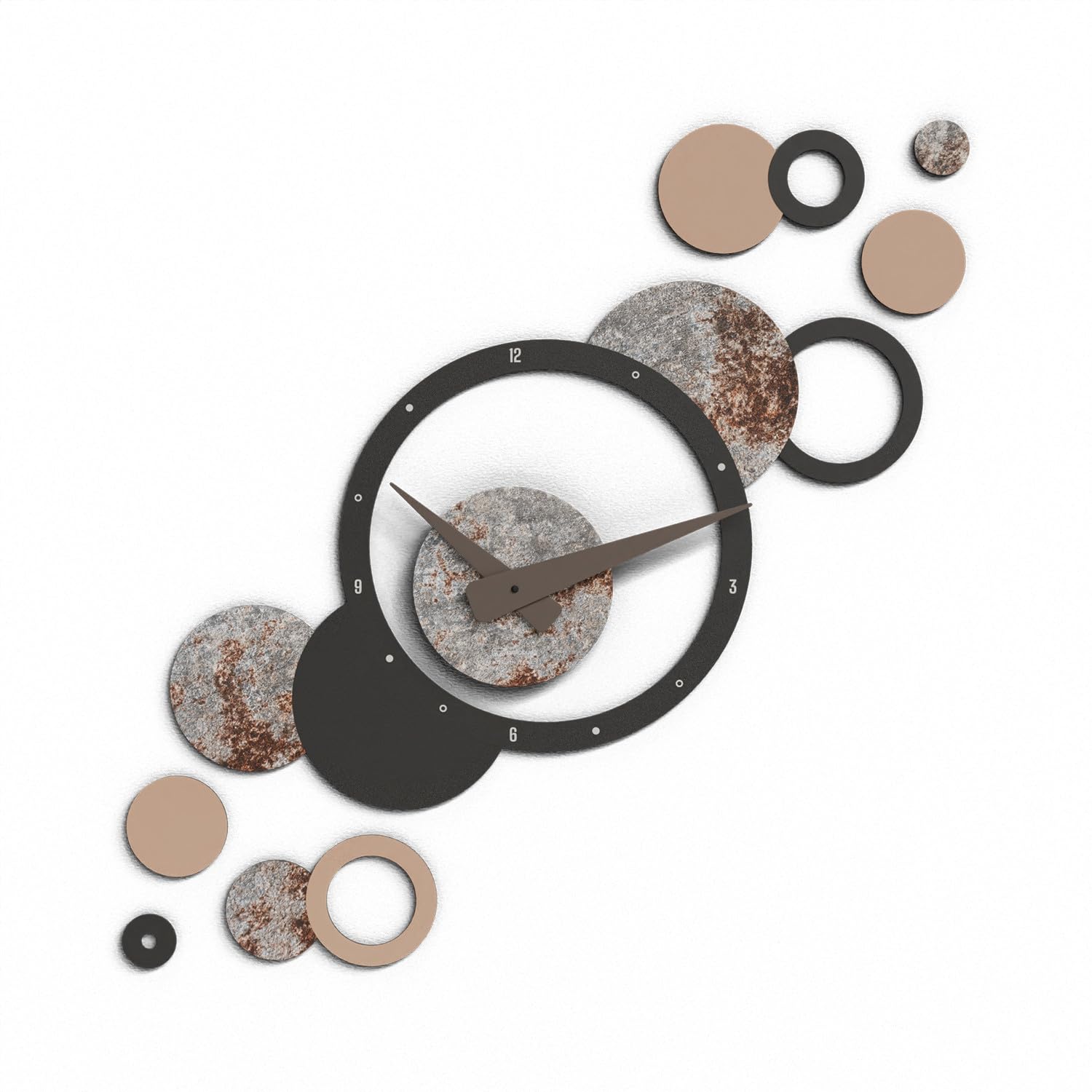 Giallobus - Reloj Geotime - Bubbles - Madera de MDF - Geotime - 15B_Forge - Reloj de Pared Moderno - Números Adhesivos 3D - Construcción Modular