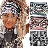 K-Elewon 3 Pack Women Wide Elastic Head Wrap Headband Sports yoga Hair Band (3 Pack(A10))