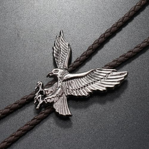 Image of Bolo Tie for Men Women Cowboy Turquoise Celtic Natural Tiger Eye Stone Longhorn Bull Western Leather Bolo Necktie