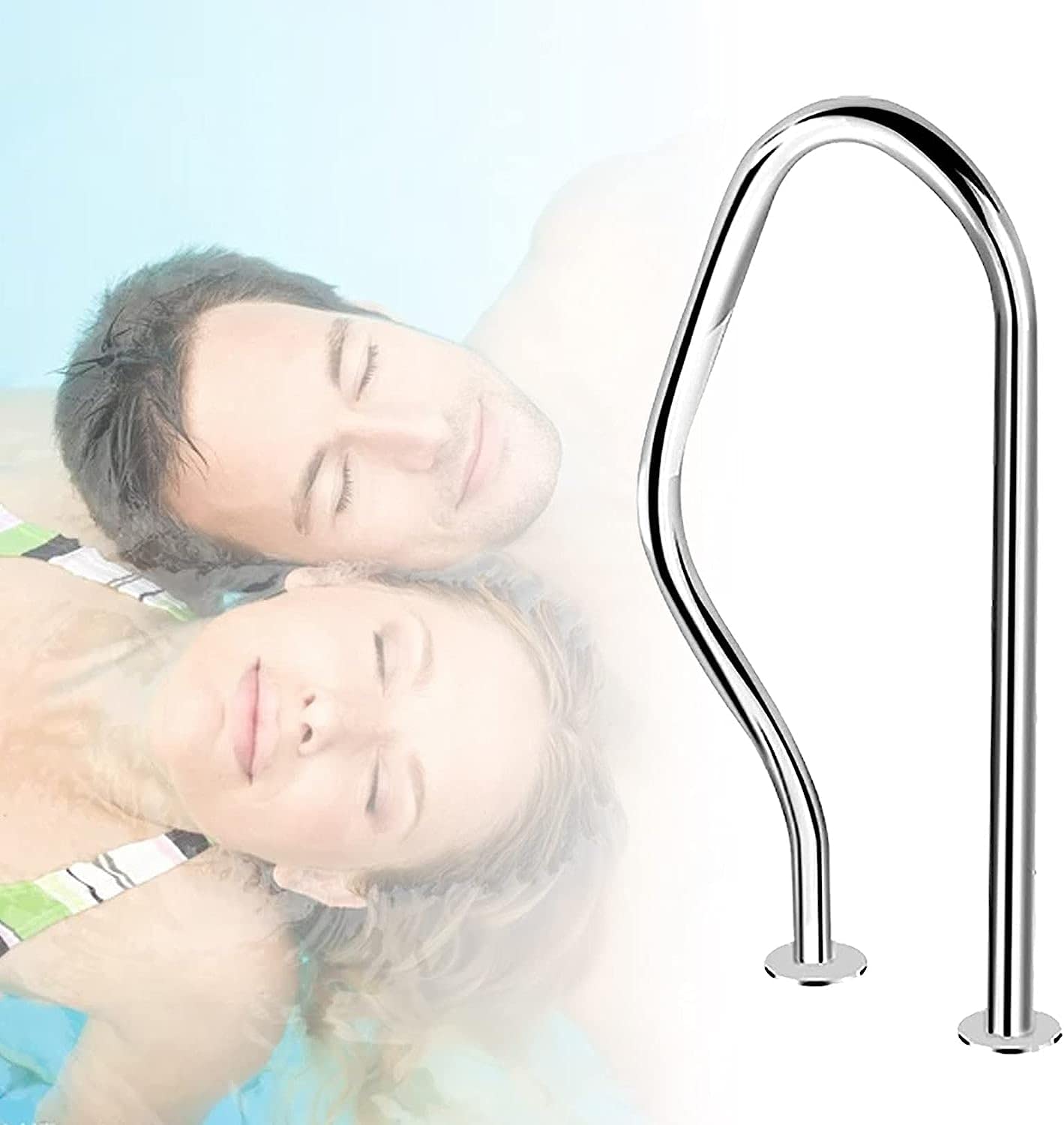 Pool Handrails Pool Hand Rail 304 Stainless Steel Swimming Pool Handrail, Easy-to-Install, Pool Hand Rail for Garden Backyard Pools and Inground Pools Entrances (Thick 1mm)