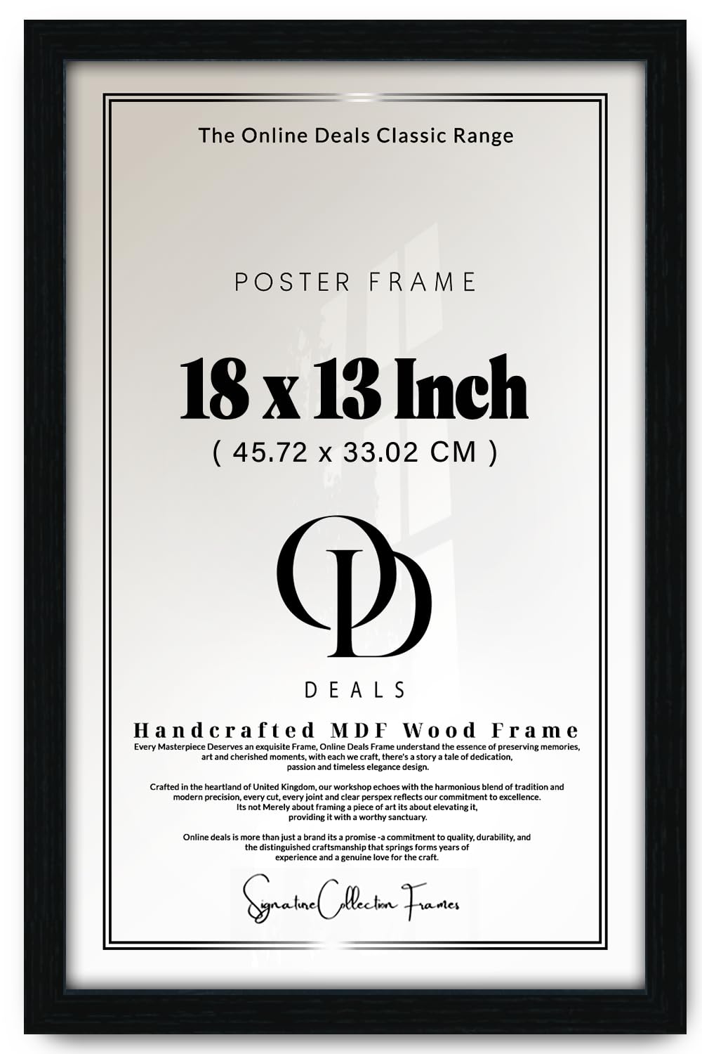 Od Deals Black | Modern 18 X 13 Inch Poster Picture Frames — Wall Gallery Photo Display For Horizontal And Vertical Mounting, Scratch Proof Protective Surface With Easy Hooks (45.72 X 33.02 Cm)
