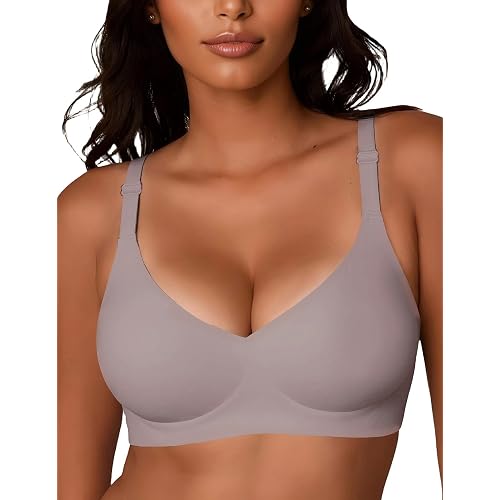 JOYTREE Silky Bras for Women No Underwire V Neck Bralettes for Women Cloud Feel Everyday T Shirt Bra with Extender