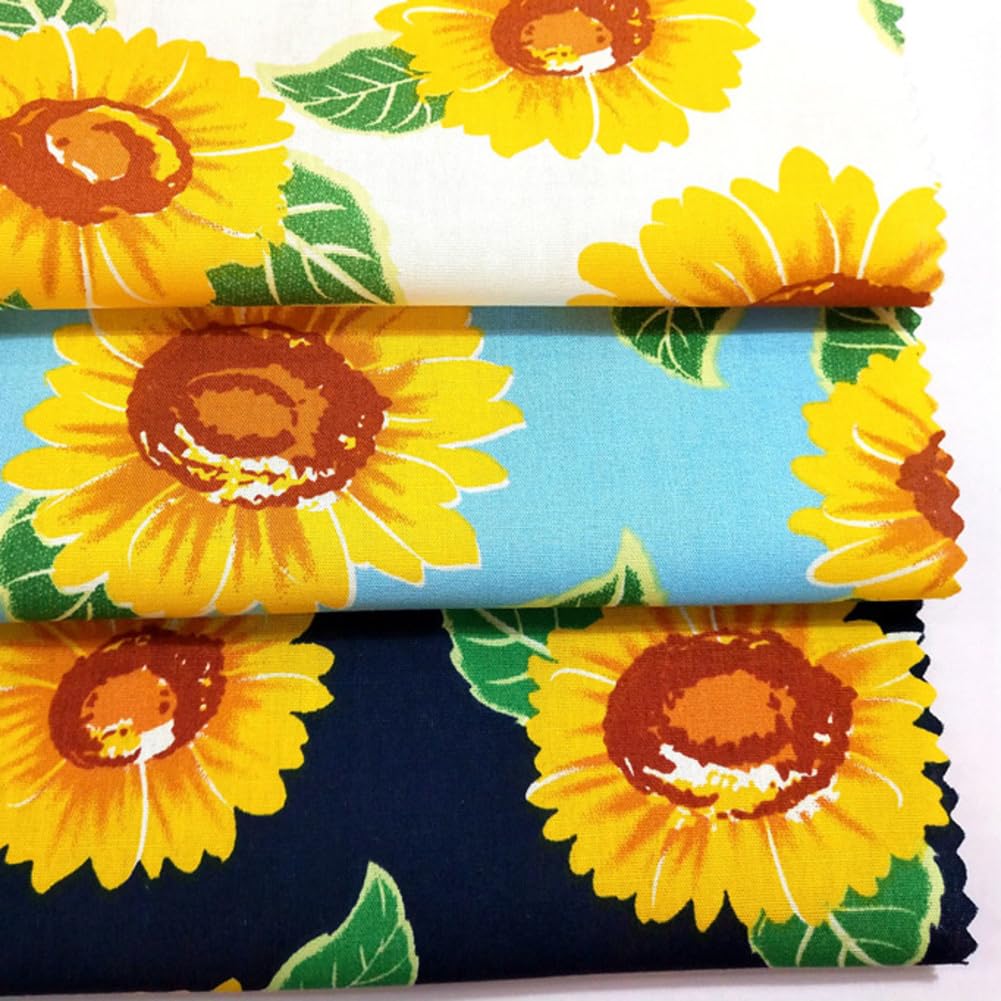Tissu en coton 3 x 1,45 m - Tissu imprimé tournesol - Tissu d'ameublement - Tissu d'ameublement - Tissu de décoration - Tissu de rideau - Tissu en coton pour sac de bricolage, rideau, robes