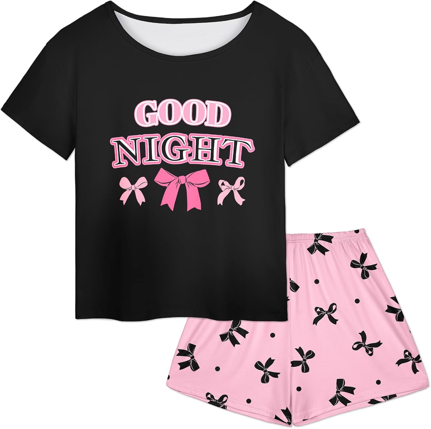 Girls Pajamas for Kids Summer Pjs for Girl Pajama Sets 2Pcs Short Sleeve Top Sleepwear for Teen 8-15