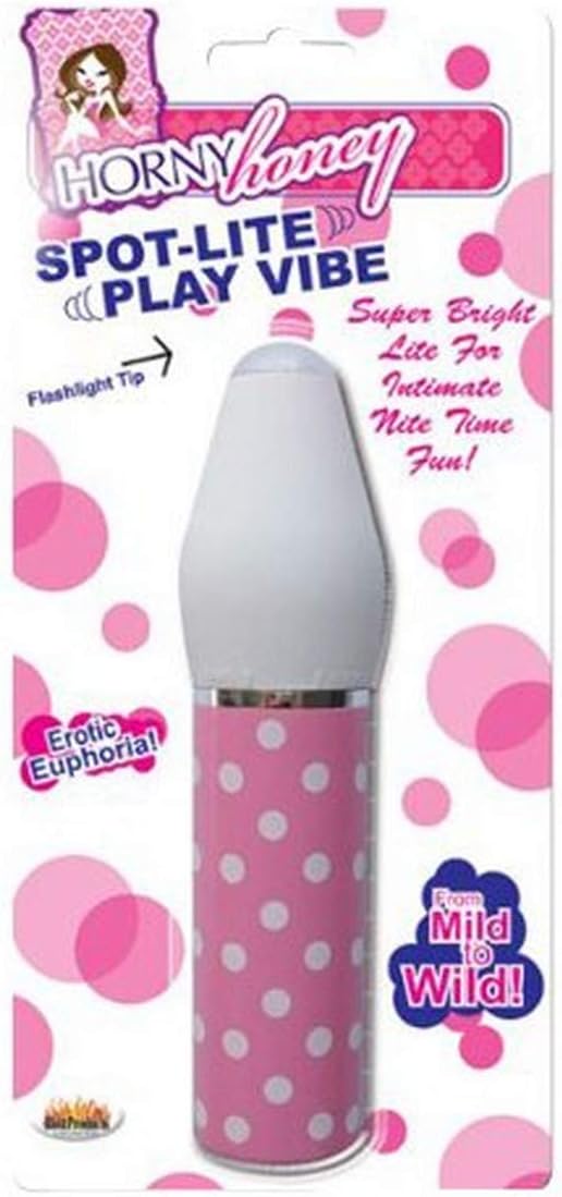 Hott Products Horny Honey Spotlite Playvibe, White With Pink Polka Dots