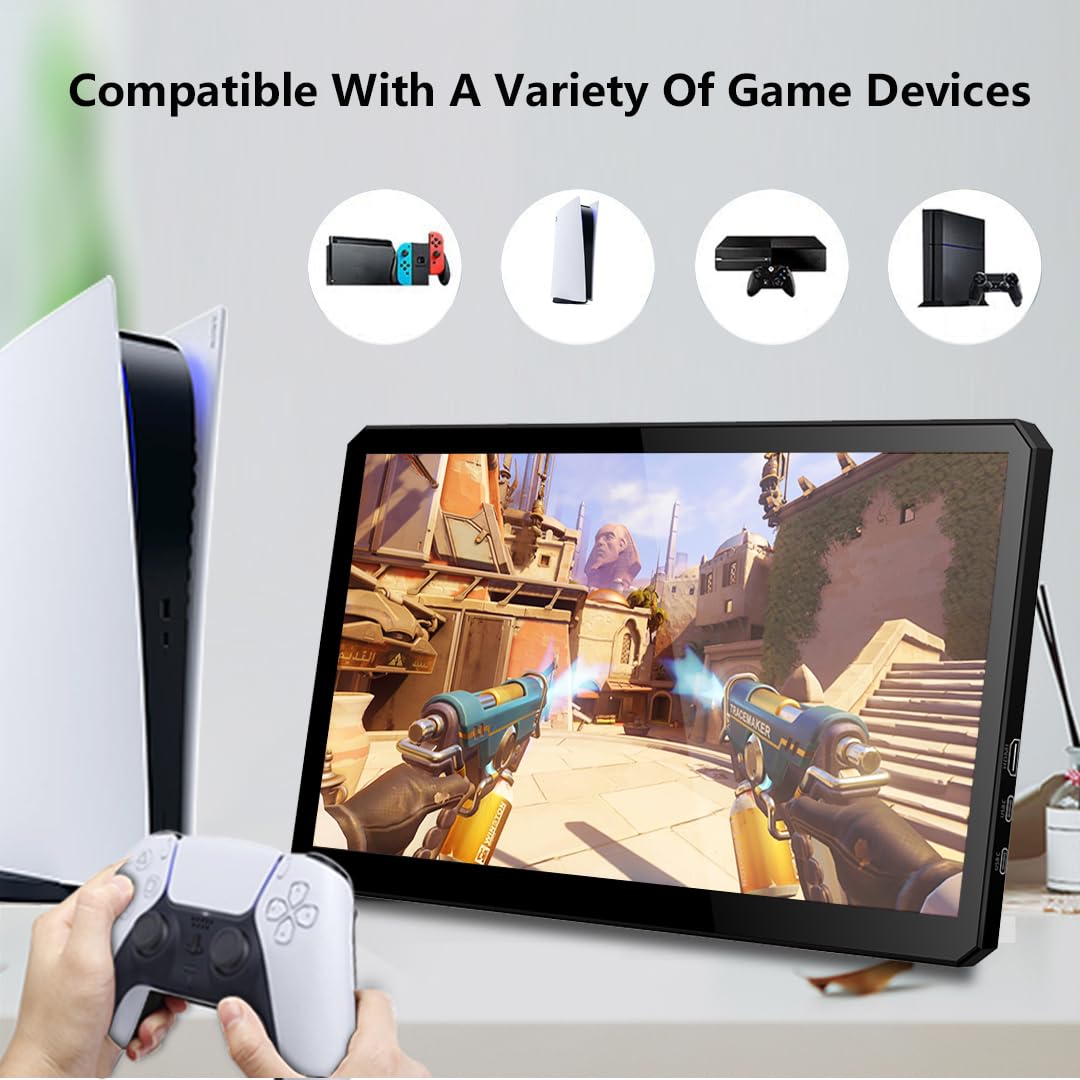 Ecran Tactile Portable,10,8'' Moniteur Portable, 1920 X 1080 Fhd, Ecran Tactile avec Hdmi/USB-C,10 Points Portable Monitor Pourpour Ordinateur Portable/Raspberry Pi 5/ Pc/Mac/Game Console