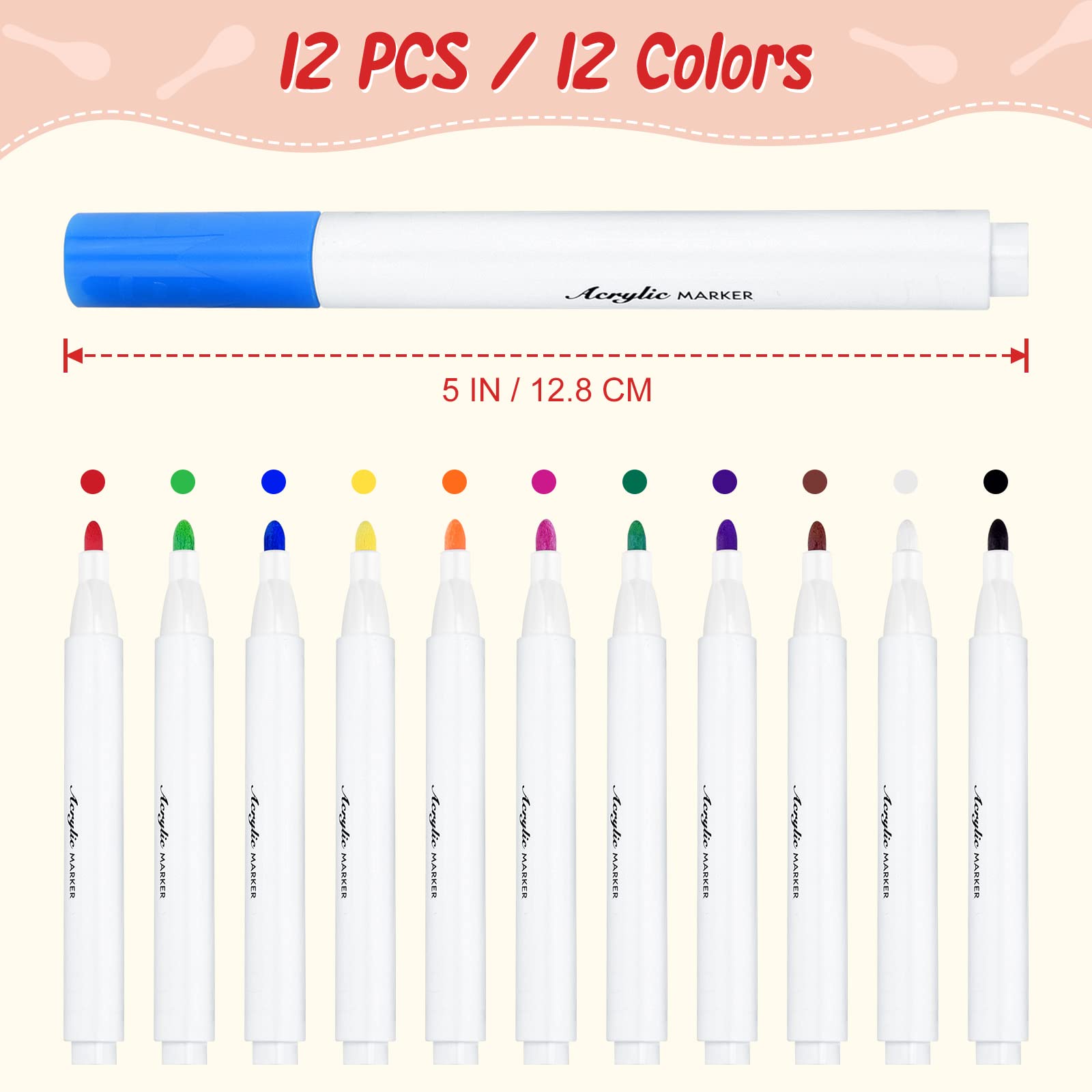 Morcheiong 12Pcs DIY Mini Wooden Maracas for Kids with 12Pcs Acrylic Paint Pens