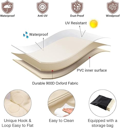 Miniatura 5 de Tuyeho Funda para muebles de patio de 74 x 48 x 28 pulgadas tela Oxford duradera y resistente al agua y a la intemperie para tu mesa de café y