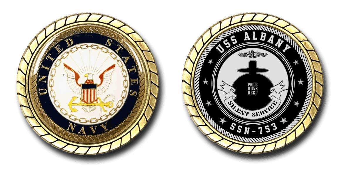 USS Albany SSN-753 US Navy Submarine Challenge Coin - Officially Licensed