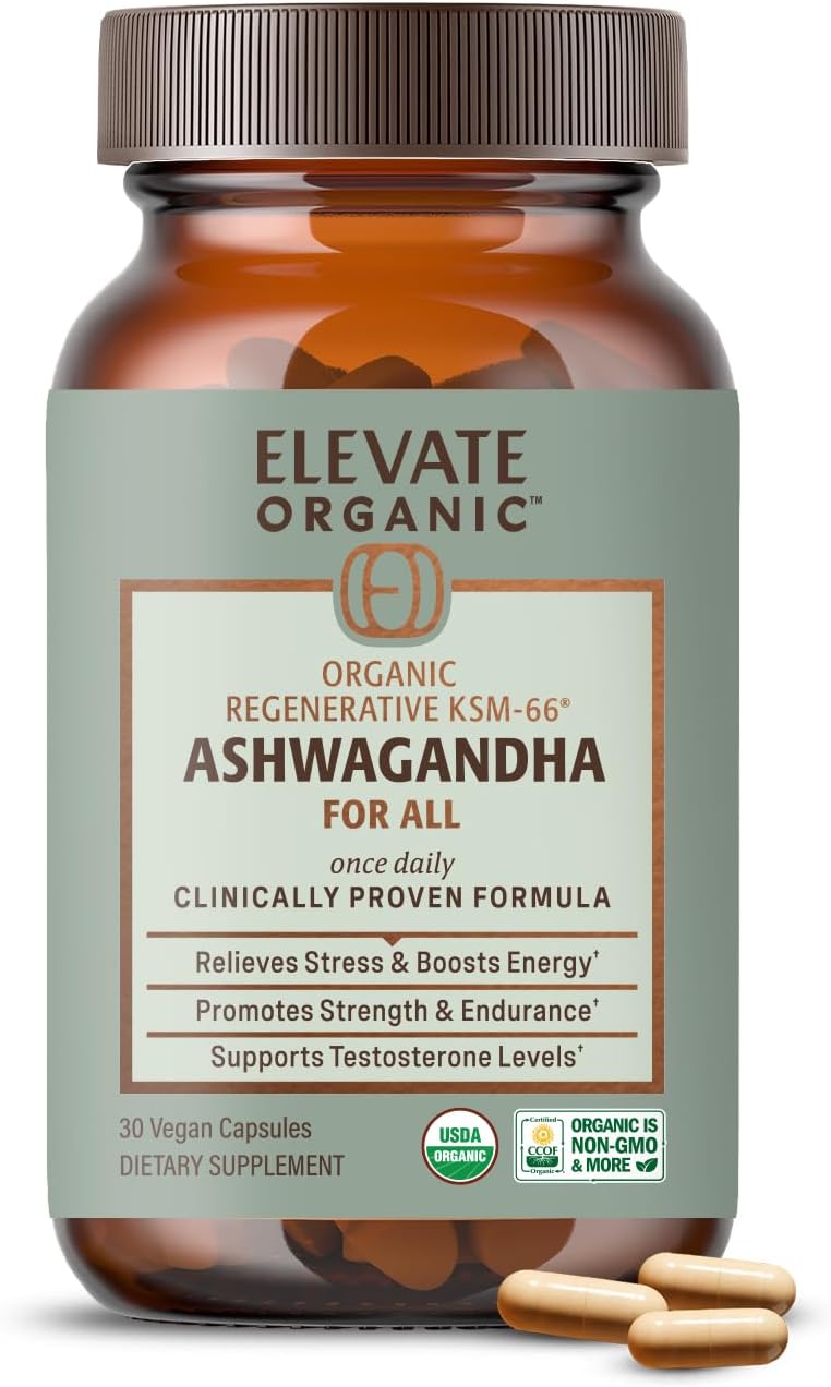 Regenerative Fermented KSM-66 Ashwagandha Vegan Capsules with Acti Veda™ (600mg, 30 Servings), Up to 150% More Effective Than KSM-66 Alone