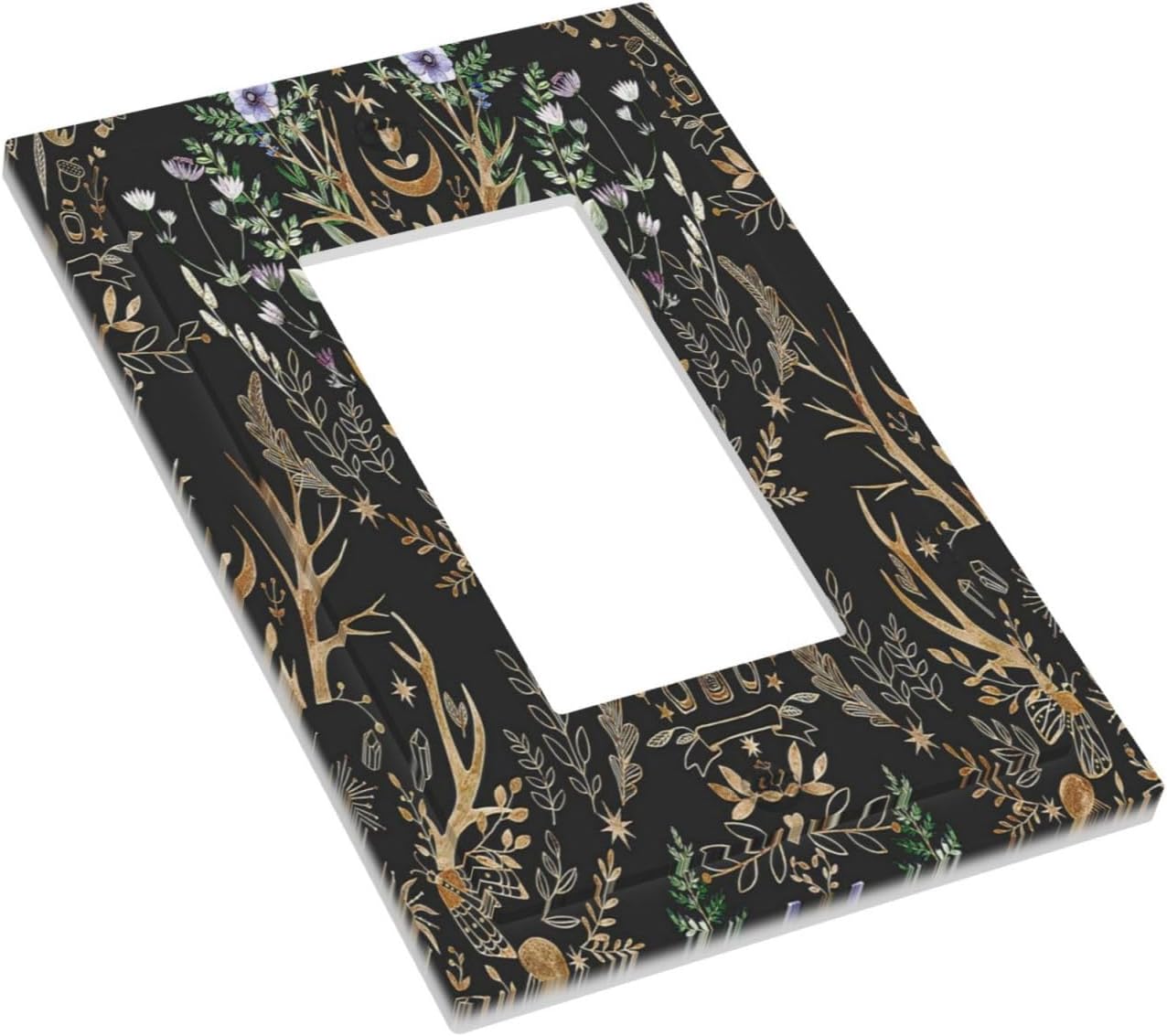 Botanical Morris Floral Midnight Black 1 Gang Rocker Light Switch Covers Decorative Unique Single Decora Outlet Wall Plate Faceplate Switchplate GFCI for Kitchen Bedroom Bathroom Decor image 3