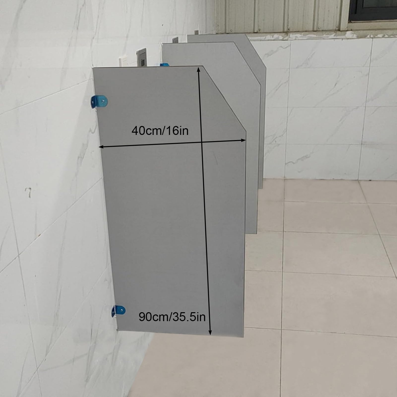 Divisor de urinario, Panel de Pantalla de privacidad de 35 Pulgadas, Deflector a Prueba de Salpicaduras para baños públicos, división de Inodoro Duradero con Soporte Estable, fácil instalación Gris
