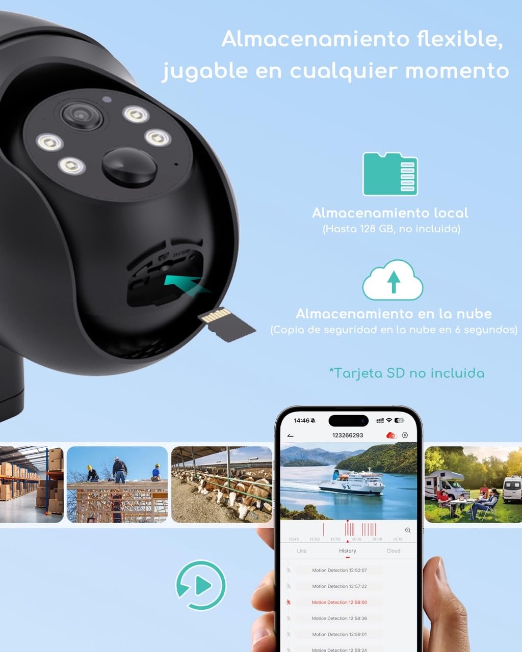 COOAU 4G LTE Cámara Vigilancia Exterior con Sim,2K 3MP QHD Camara 4G Solar sin Cable con Batería,PTZ 355°/90°,Visión Nocturna,PIR Detección de Movimiento,Audio de Dos Vías,Tarjeta SIM