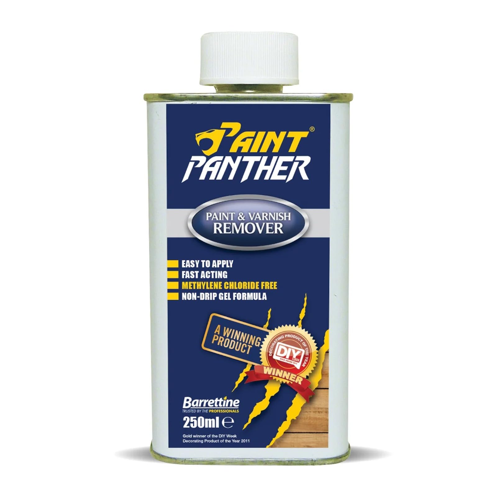 Paint Panther Paint & Varnish Remover Non-Drip Gel, Paint Stripper for Wood & Masonry, Removes Paint, Varnish & Lacquer, Fast Acting Low Odour Formula, (250ml)