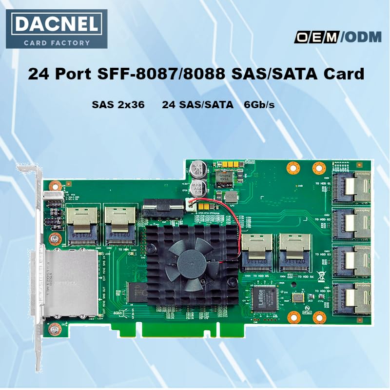 Scheda di espansione SAS/SATA a 24 porte, 6 Gbps, interfaccia SFF-8087/8088, PCIe