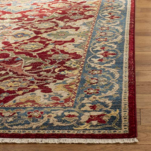 Tapete decorativo SAFAVIEH Kashan 2'6" x 4' rojo y azul miniatura 4