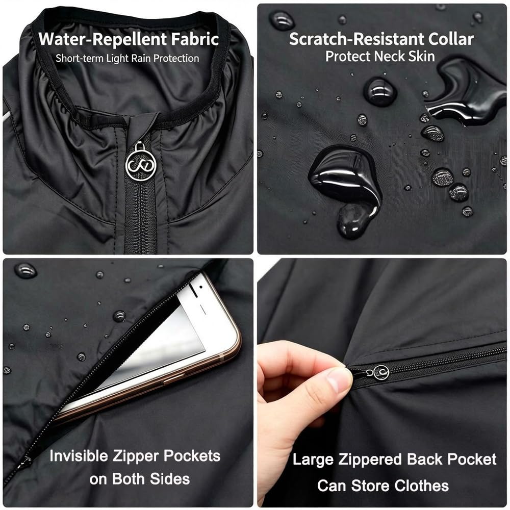 Hombre Chaqueta De Ciclismo Ultraligera Impermeable Mujer, Ventilada Reflectante Transpirable Chaqueta De Running, Duradera Capucha Bolsillo Trasero Chaquetas De Sol Para Ciclismo