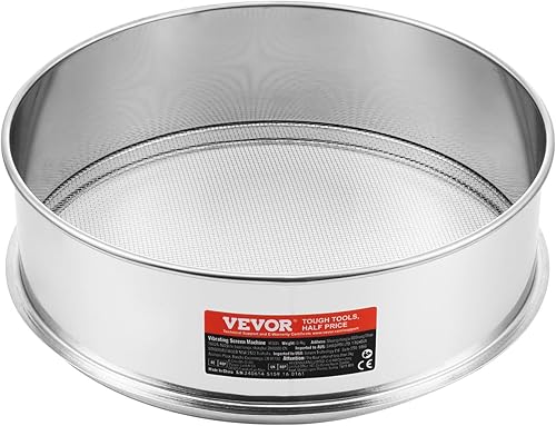Miniatura 9 de VEVOR Tamiz de harina, tamiz de malla 10, filtro de malla fina de grado alimenticio de acero inoxidable 304, diámetro de 12.6 pulgadas para hornear,