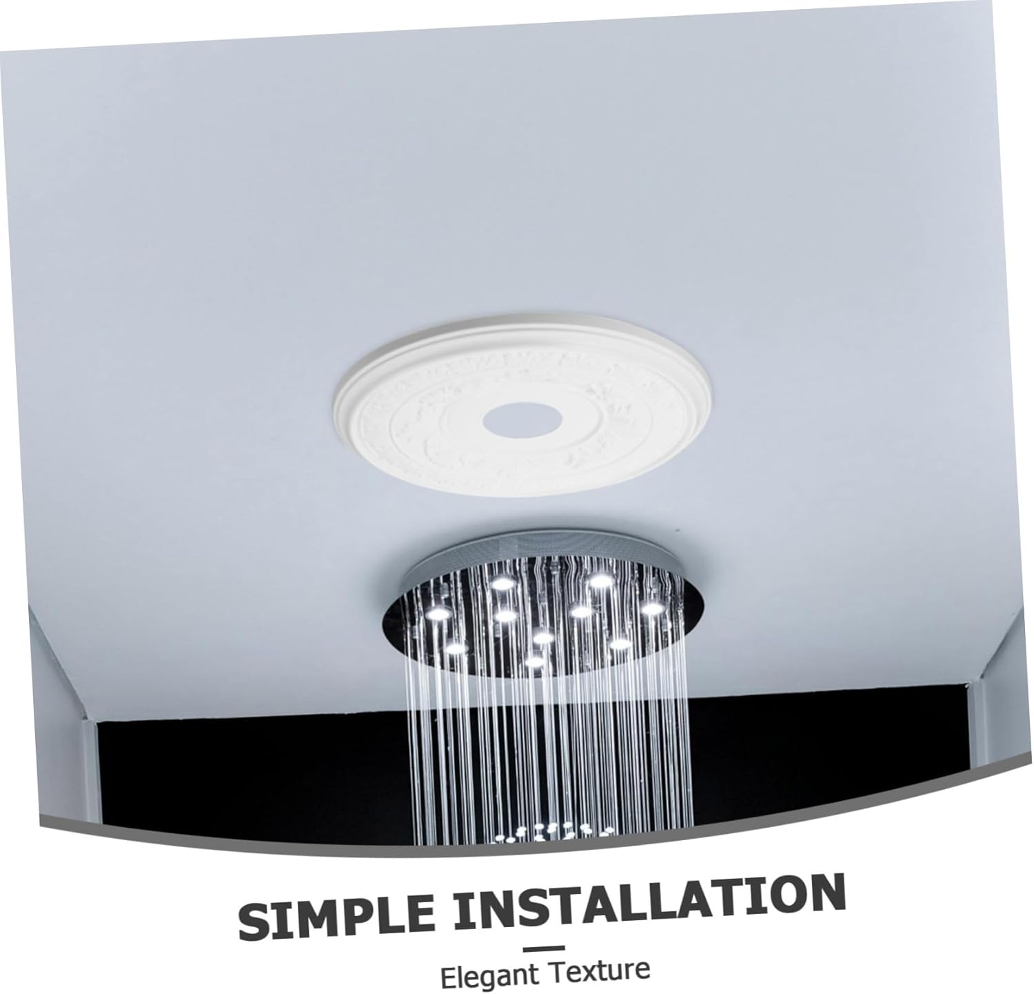 Round Ceiling Medallion for Pendant Lights Decorative PU Ceiling Light Canopy Floral Design Suitable for Home Lighting and Chandelier Installations