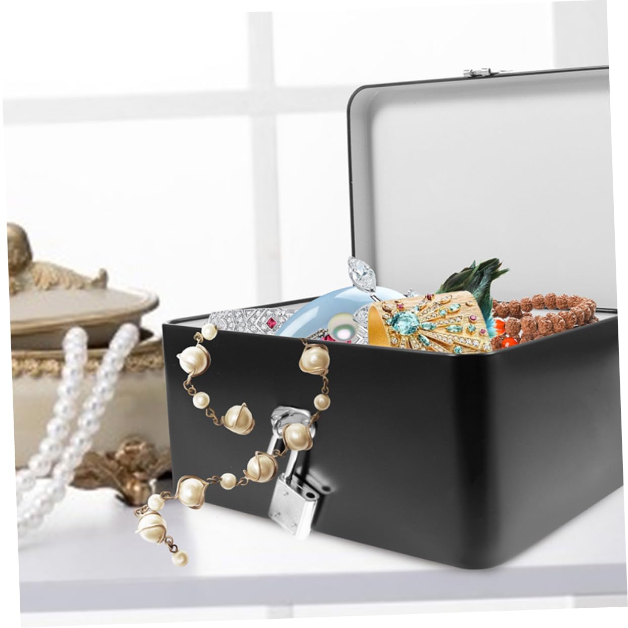 Amazon.co.jp: RUNROTOO 2個 宝箱の鍵 鍵付き収納ボックス 装飾的な茶