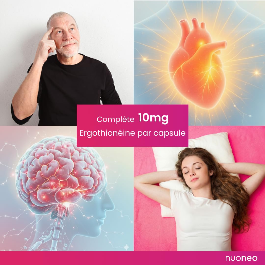 L-Ergothionéine 10 mg – 60 gélules végétaliennes pour 2 mois – Ergothionéine pour la nutrition cellulaire – Testé en laboratoire et fabriqué en Allemagne – nuoneo