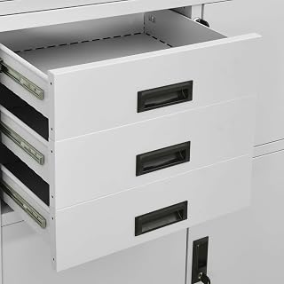 Keketa Office Cabinet, Office Cupboard File Cabinet, Office Storage Cupboard Organiser File Storage Cabinet Office Furniture Light Grey 90x40x180 cm Steel
